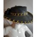 VTG DEBORAH New York Straw Tulle Black Gold Trim Huge Satin Bow Dress Hat~22.5"  eb-13574274